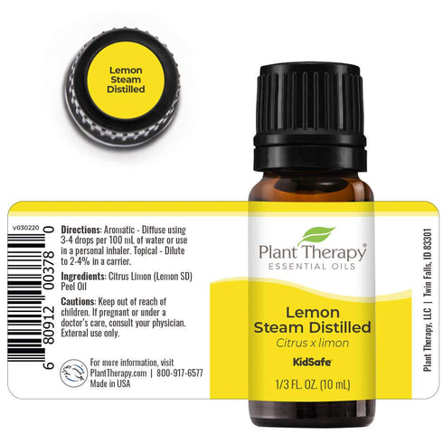 Plant Therapy Lemon Steam Distilled Essential Oil, 10 mL (1/3 oz), 100% Pure, Therapeutic Grade