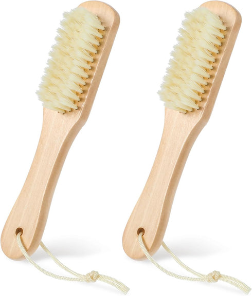 2Pcs Laundry Stain Brush Portable Soft Bristle Natural Boar Bristle Brush for Home Small Spaces Shoes Clothes