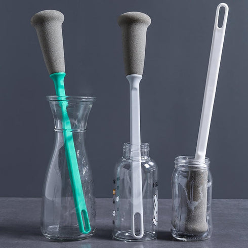 Grey Long Handle Cleaning Sponge Brush - Decontamination Cup Brush, Multifunctional Household Cleaning Brush