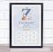 The Card Zoo New Baby Birth Details Christening Nursery Blue Initial Z Keepsake Gift Print