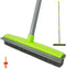 Push Broom for Pet Hair Removal with Squeegee, Soft Silicone Bristle Broom for Cat/Dog Hair, Green