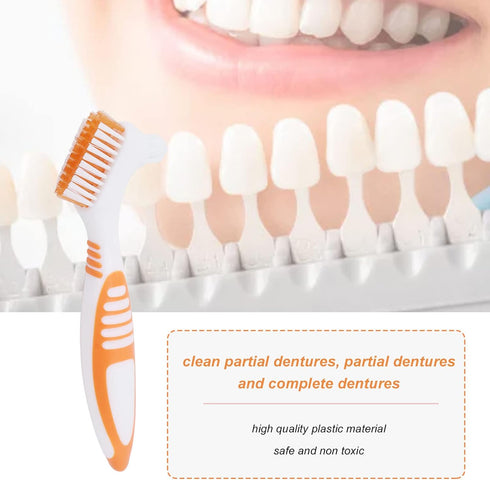 Denture Brush Denture Toothbrush Washing Brush Dual Head Tools for Denture Care and Oral Hygiene