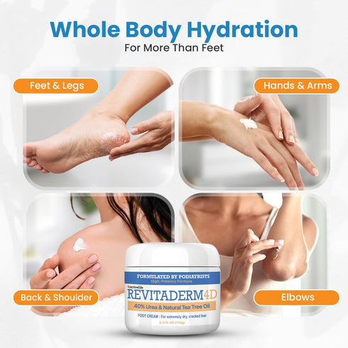 Revitaderm 4D Urea Cream 40 Percent for Feet, Maximum Strength, 4oz, Callus Remover, Free Pumice Stone