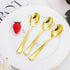 WDF 100 Pack Gold Plastic Spoons Disposable - 6.9 Inch Gold Spoons Heavy Duty Plastic Spoons, Modern Gold Disposable Spoons Perfect for Parties, Weddings