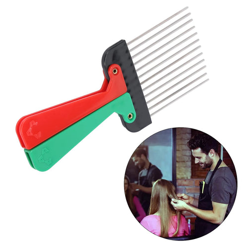 Portable Metal Pick Comb with Folding Handle, Wide Tooth Comb for Men and Women