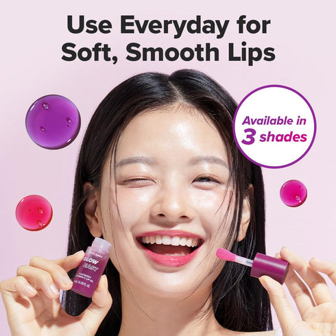 I DEW CARE Lip Gloss - Glow Easy Raspberry, Jojoba Seed Oil, Vitamin C, Hydrating, Korean Makeup, 0.12 FL Oz