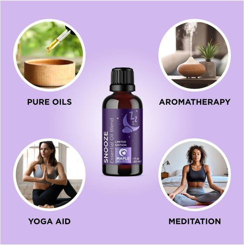 Set Maple Holistics Essential Oils - Relaxing Nighttime and Morning Essential Oil Blends for Diffuser with Mint