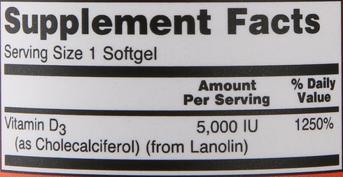 NOW Vitamin D-3 5,000 IU, 120 Softgels