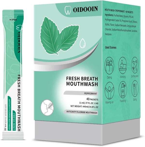 Travel Size Mouthwash, Individual Mini for Fresh Breath, Portable Travel Mouthwash Bulk (Pack of 40)
