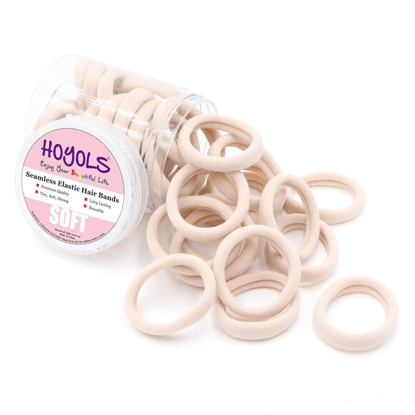 HOYOLS Soft & Stretch 1.6 Inch Elastic Hair Ties, Large Nylon Fabric Ponytail Holder Bands, 50 Pcs Light Blonde