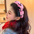 Spa Headbands for Washing Face or Makeup, Puffy Terry Cloth Hairband for Women, Skin Care Accessories (Leopard Pink)