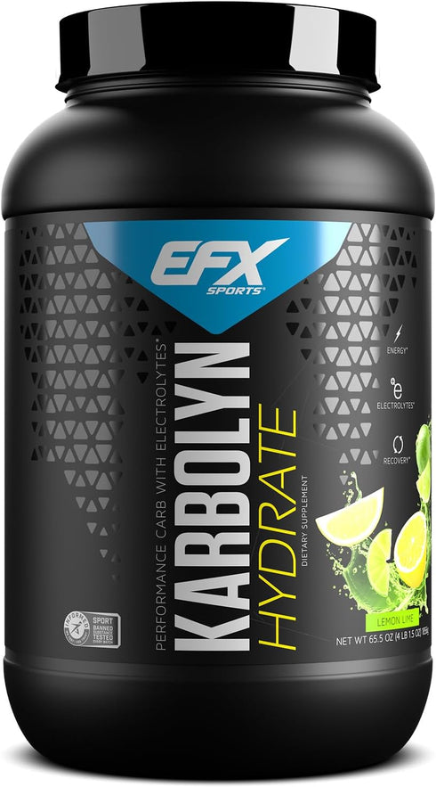 EFX Sports Karbolyn Hydrate - Carbohydrate Powder + Electrolytes, Sugar Free Sports Drink Mix, 66 Servings (Lemon Lime)