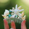 Yean Silver Starfish Tiara Comb for Girls, Princess Hair Comb Costume Party Hair Accessories Pearl Hair Piece
