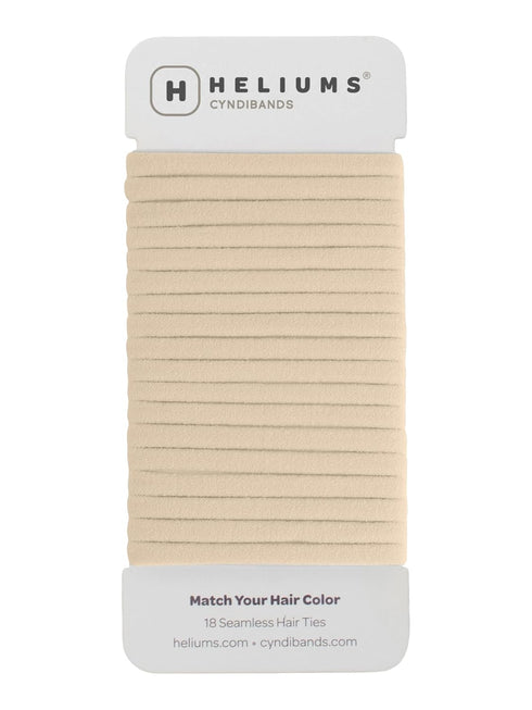Heliums Thin Seamless Hair Ties - Beige Blonde, 6mm Nylon No Damage Ponytail Holders, 18 Pack