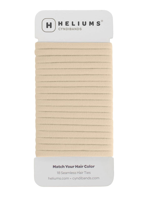 Heliums Thin Seamless Hair Ties - Beige Blonde, 6mm Nylon No Damage Ponytail Holders, 18 Pack