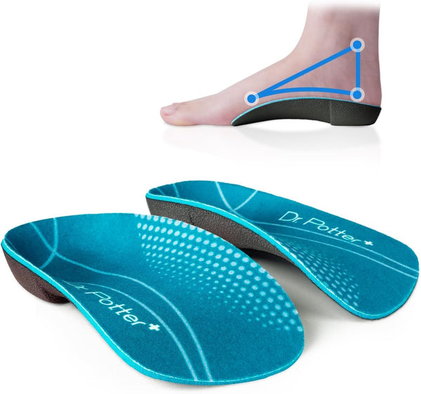 3/4 Orthotic Insoles, Shoe Inserts for Plantar Fasciitis Relief, High Arch Support for Flat Feet, Heel Pain (Small)