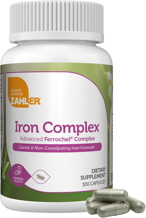 Zahler Iron Supplement with Vitamin C, High Absorption, 100 Count, Easy on Stomach