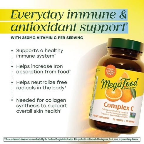 Immune 60 60 MegaFood Complex C - Vegan Vitamin C Support Supplement, Vitamin C Supplement Made with Real Food