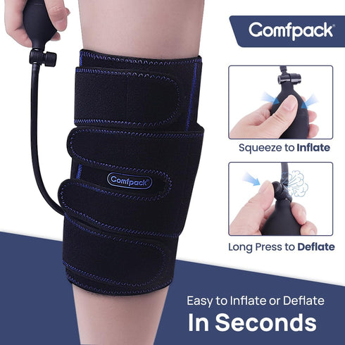 Knee Ice Pack Wrap with Cold Compression for Pain Relief, Reusable Gel Hot Cold Therapy for Knee Injuries & Surgery
