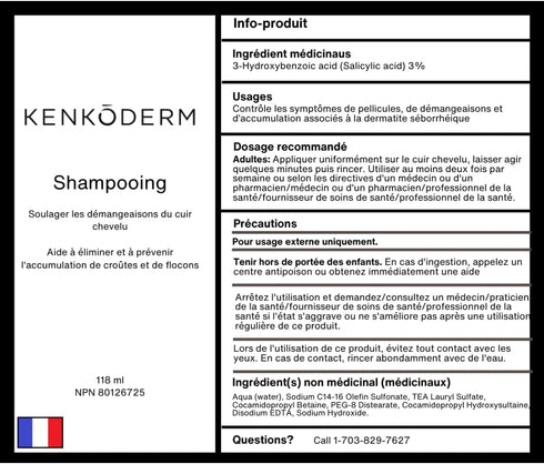 Kenkoderm Psoriasis Shampoo, 4 Oz, 3% Salicylic Acid, Anti Dandruff & Seborrheic Dermatitis, Fragrance Free,