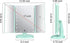 Tri-fold Lighted Vanity Makeup Mirror, 21 LEDs, 3x/2x Magnification, Touch Screen, 180 Degree Free Rotation - Green