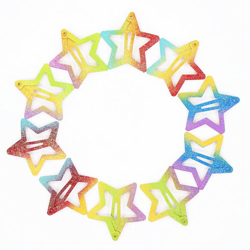 Star Hair Clips for Girls, 50 Pcs No Slip Metal Fashion Hair Snap Barrettes for Kids Teens Women