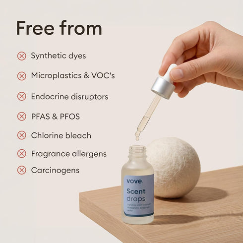 Packaging Vove Signature Scent Drops, Magnolia Bergamot Cedar - Laundry Fragrance Oil with Glass Dropper, Scent