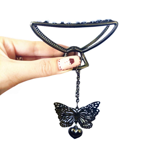TANG SONG 4PCS Metal Hair Claw Clips – Butterfly and Heart Pendant Hair Catch Barrette Jaw Clamp for Women