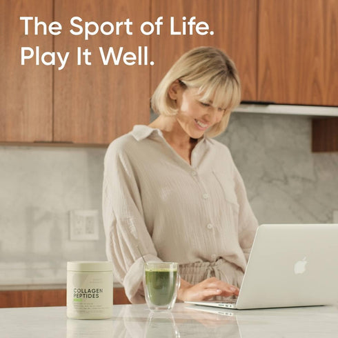 Sports Research Premium Collagen Peptides Powder with Organic Matcha Green Tea - Gluten Free Protein Supplement