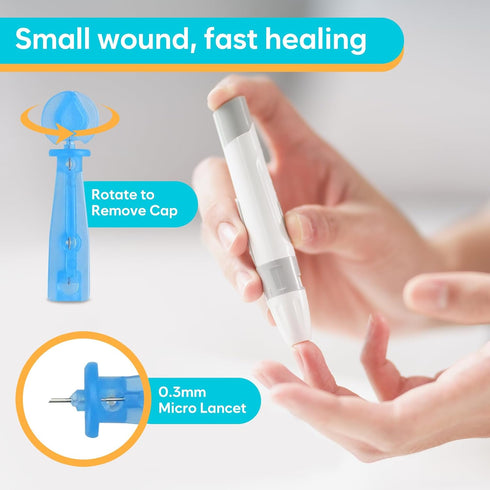 Easy@Home Blood Glucose Monitor Kit, Diabetes Testing Kit with 1 Lancing Device, 100 Test Strips & Lancets for Home Use