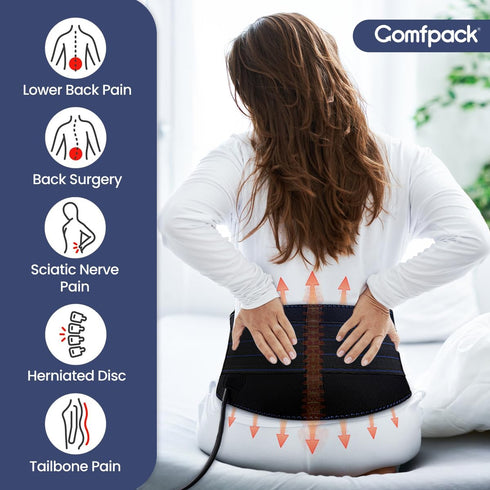 Back Ice Pack for Lower Back Pain with Compression Air Pump, Lumbar Support Brace with Hot Cold Therapy Gel Pack for