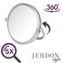 Model's Choice Two-Sided Tabletop Makeup Mirror - 5X Magnification & Swivel Design, Portable 5.5-Inch Diameter, Nickel