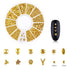 WOKOTO 6 Boxes Gold Nail Charms Studs, 3D Nail Art Jewelry Decoration Kit with Tweezers and Picker Pencil