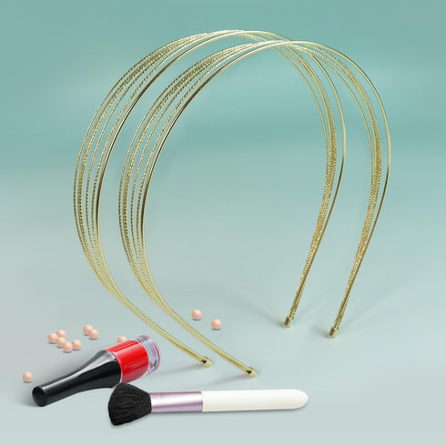 Multi Layers Metal Headbands for Women - Set of 2 Elegant Gold Tone Head Bands with Rhinestones for Bridal and Special