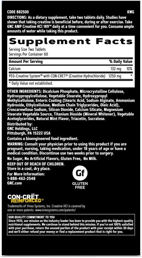 GNC AMP HCl 189, 120 Tablets