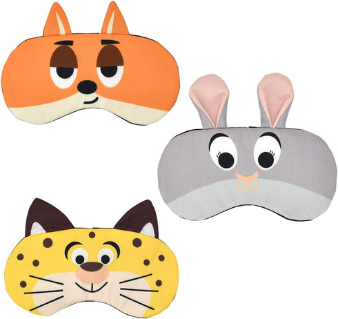 HYCLES Sleep Mask for Kids - Cute Cartoon Animal Eye Cover, 3 Pcs Blindfold for Travel, Game, Nap, Night Sleeping