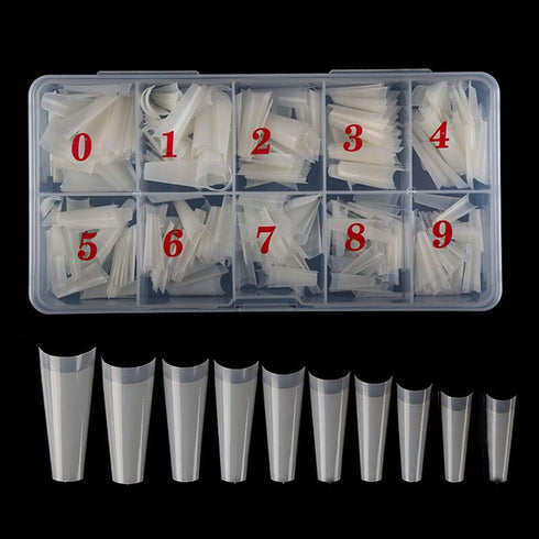 Natural Coffin Acrylic Nails - 500pcs Half Cover Ballerina Nails Tips Long Acrylic False Fake Nail Artificial, 10 Sizes