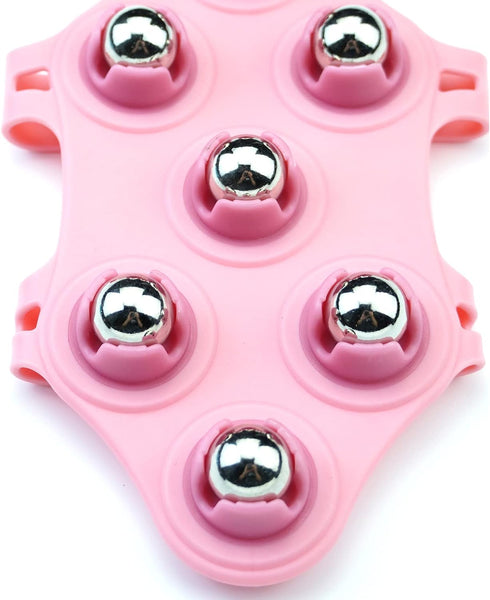 Glove Massager, Palm Shaped Hand Massage Manual with 360-degree Roller Ball, Pink