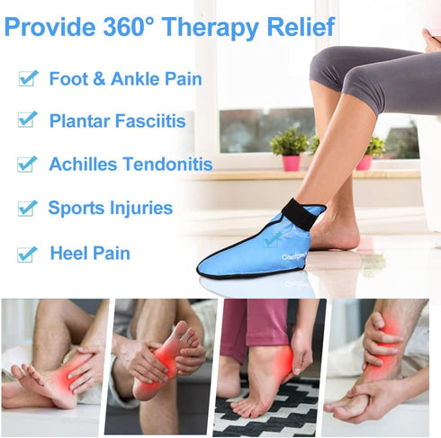 XL Foot Ice Pack Wrap for Plantar Fasciitis, Ankle Ice Boot for Post Surgery, Hot Cold Therapy Relief