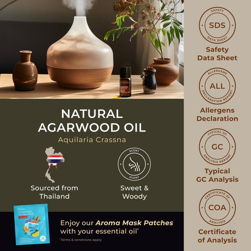 Set Set 2x0.34 oz Agarwood & Sandalwood Essential Oils - Aromatherapy Grade Essential Oils - fl - Gya Labs