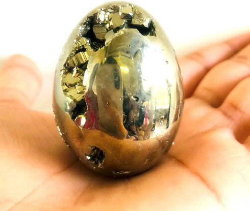 Natural Golden Pyrite Oval Egg Polished Gemstone Crystal Healing Reiki feng Shui