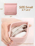 Small Pink Cosmetic Bags for Women, Pu Leather Makeup Pouch with Zipper, Travel Makeup Bag for Purse