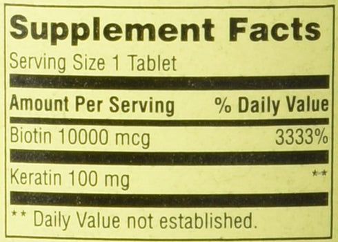Spring Valley Biotin 10000mcg with 100mg Keratin, Dietary Supplement, 60 Count (Pack of 2)