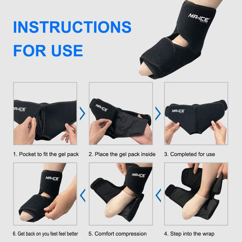 Foot Ankle Ice Pack Wrap - Reusable Gel Cold Pack for Foot Pain Relief (2 Gel Ice Packs)