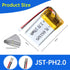 Qimoo 651525 3.7V 70mAh 651525 Pack PH2.0mm Lipo Battery Rechargeable Lithium Polymer Battery with JST Connector