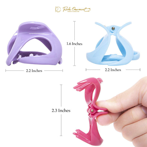 RC ROCHE ORNAMENT 6 Pcs Women's Oval Hollow Curved Jaw Clamp Hair Clips, Medium Pastel
