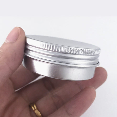 Screw Top Aluminum Tin Jars - Cosmetic Sample Metal Containers, Round Pot for Candle, Lip Balm, 12 Pack (1 OZ)
