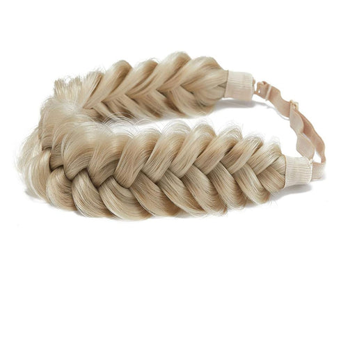 TOECWEGR Classic Synthetic Hair Braided Headband, Wide Strands Wedding Fluffy Braids Wig Band