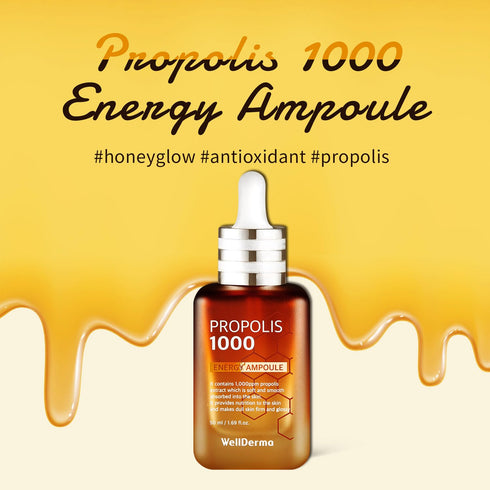 WellDerma Propolis Facial Ampoule for Dry Skin & Sensitive Skin Hydrating for Face Skin Care Korean Essence for Face Beauty Ampoule 1.69oz 50ml