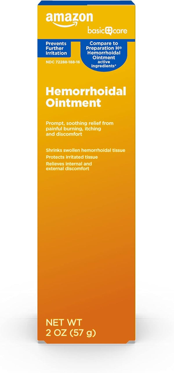 Amazon Basic Care Hemorrhoid Ointment, Pain Relief for Burning, Itching, Discomfort, 2 oz. (Pack of 1)